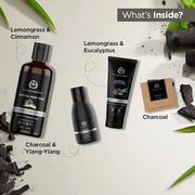 The Man Company Ultimate Charcoal Detan Kit with Elegant Gift Box | Charcoal Body wash, Shampoo, Face Scrub, Face wash, Ch...