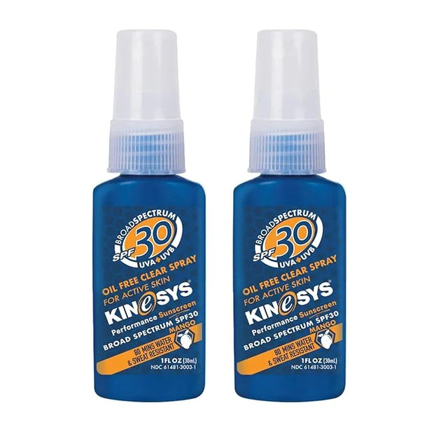 KINeSYS Lightly Mango Scented Clear Spray Sunscreen, SPF 30, Hypoallergenic, Broad Spectrum UVA/UVB protection for Face & ...