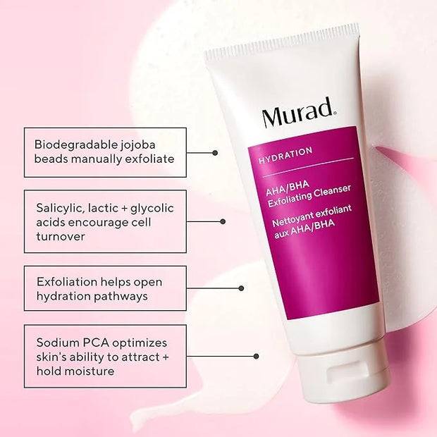 Murad Target Barrier Damage (3 Piece Value Set) - AHA/BHA Cleanser, Hyaluronic Cream Moisturizer, Cellular Hydration Serum...