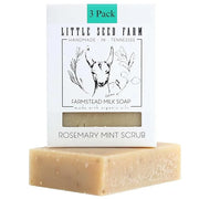 Little Seed Farm Organic Goat’s Milk Soap – 3 Pack of Rosemary Mint Exfoliating Body Bars – Natural, Handmade, Cruelty Fre...