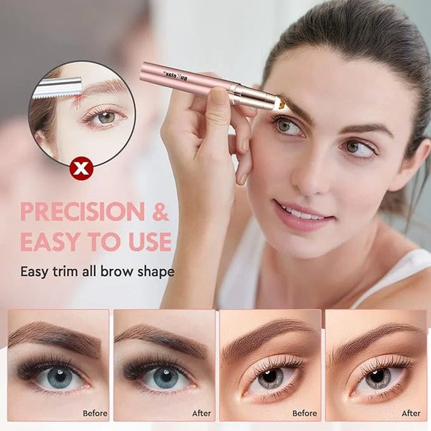 Gurelax Women's Electric Eyebrow Trimmer with Replacement Blades, Precision LED Light, Safe and Instant Painless Hair Remo...
