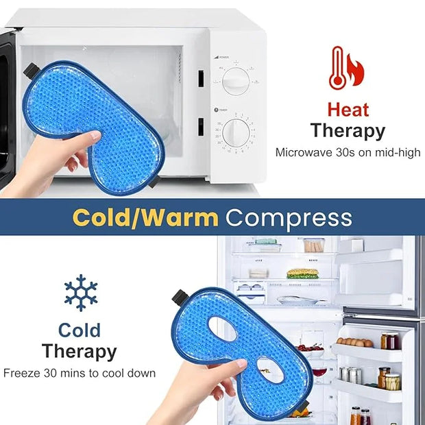 BeeVines Cooling Eye Mask, 2 Pack XL Jumbo Size Freezer Gel Eye Masks for Puffy Eyes Face, Ice Eye Mask, Cold & Warm Compr...