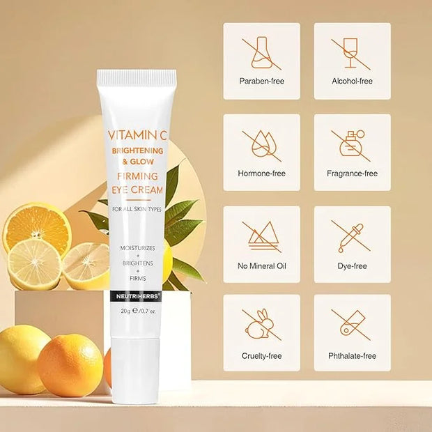 Neutriherbs Eye Cream Vitamin C Eye Gel for Dark Circles, Eye Bags, Puffiness, Eye Massage Under Eye with Hyaluronic Acid,...