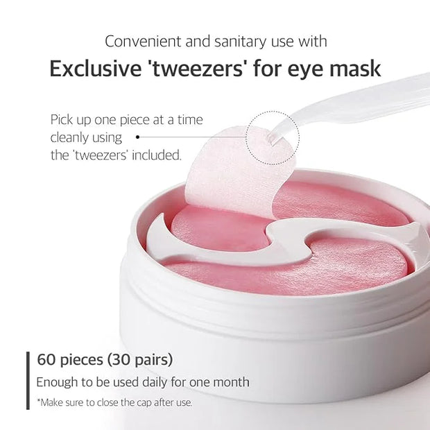 Pink Vita Brightening Eye Mask 60 Pieces (30pairs) - Rose and Vitamin B Eye Patch, Soft Bamboo Sheet Mask, Evens Skin Tone...