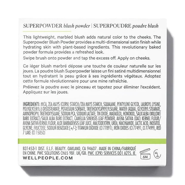 Well People Superpowder Blush Powder, Hydrating Powder Blush For Adding A Pop Of Cheek Color, Lightweight Formula, Vegan &...