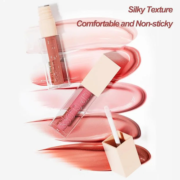 4 Pcs Hydrating Lip Gloss, ICE/MOON/SILK/PETAL High Moisturizing Oil Tint with Hyaluronic Acid, High Shine for Plumper Loo...