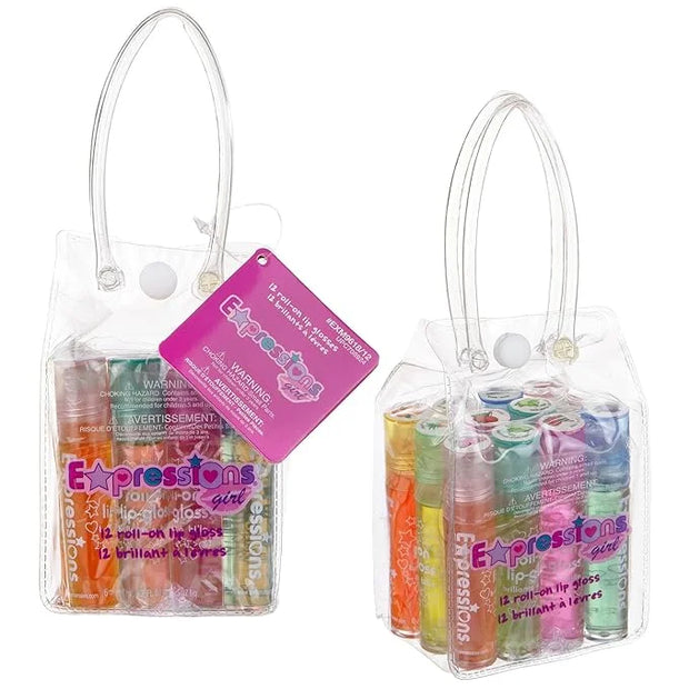 Expressions girl 24pc Roll On Lip Gloss Set with Carrying Case, Glossy Lip Make-up for Kids and Teens - Fruity Flavors, No...