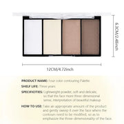 4-Color Contour Makeup Palette, Blush Highlighter Bronzer Powder Kit, Face Cosmetics Gift Set (02#, 1 Count (Pack of 1)) -...