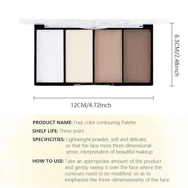 4-Color Contour Makeup Palette, Blush Highlighter Bronzer Powder Kit, Face Cosmetics Gift Set (02#, 1 Count (Pack of 1)) -...