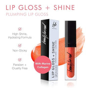 Beauty For Real Lip Gloss + Shine, Orange Rush - Bright Coral Orange - Non-Sticky Plumping & Hydrating Gloss - Light & Mir...