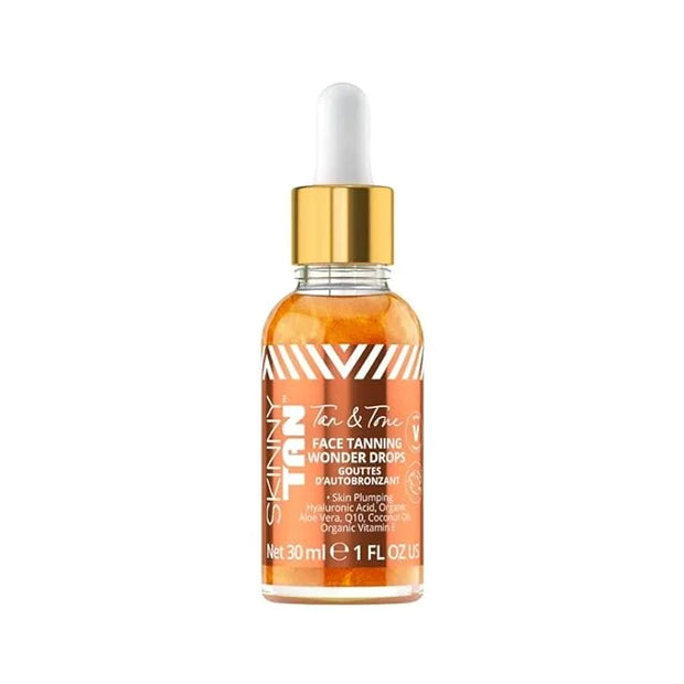 Skinny Tan Tan and Tone Self Tanning Drops for Your Face - Gradual Tan Drops Serum with Hyaluronic Acid - Transforms Skinc...