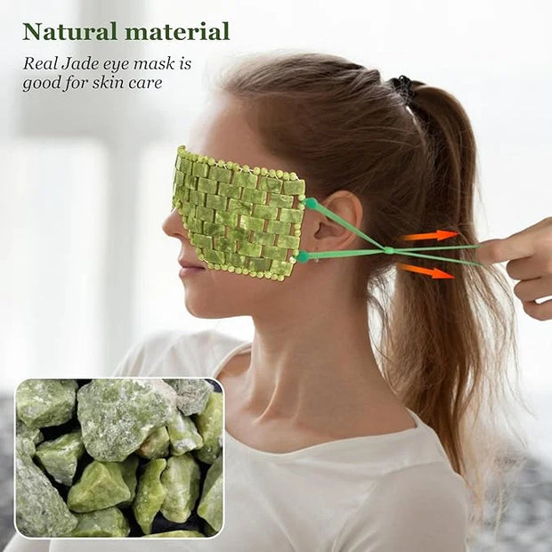 Jade Eye Mask, Facial Cooling Mask with 100% Real Jade for Hot & Cold Therapy to Reduce Wrinkles, Puffiness, Migraines, an...