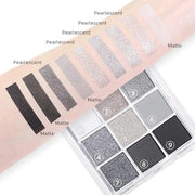 Black Silver Gray Smokey Eyeshadow Palette,Black and White and Sparkly Eye Shadow,Highly Pigmented Black Smokey Radiance E...