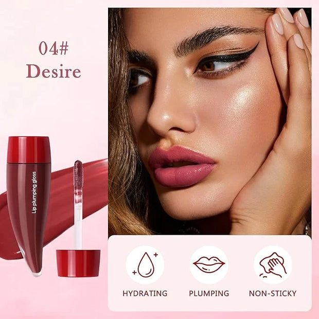 Juicy Lip Plumping Gloss, Tinted Lip Gloss Lip Plumper, Hydrating Moisturizing Lip Tint Stain, Highly Pigmented Shine Glos...