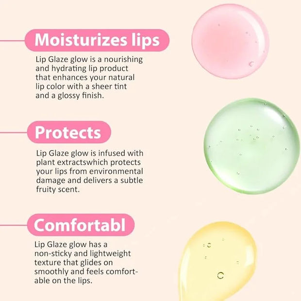 evpct 3Pcs Peach Aloe Vera Avocado Mini Clear Color Changing Lip Oil Tinted Lip Gloss Set for Women Girls Lip Balm Tint St...