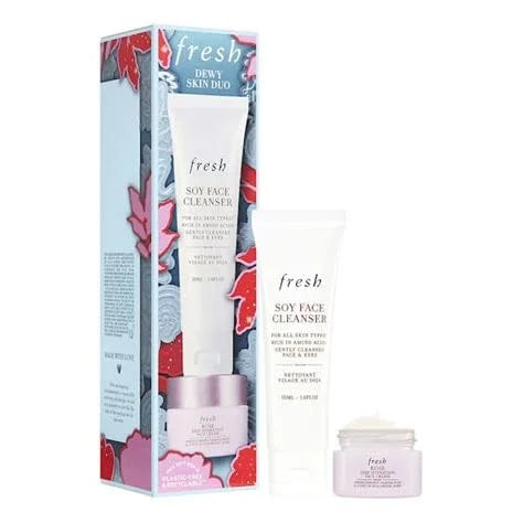 Fresh Dewy Skin Duo Skincare Set for Women - 2 Pc 1.6oz Soy Face Cleanser, 0.5oz Rose Deep Hydration Face Cream - Product ...