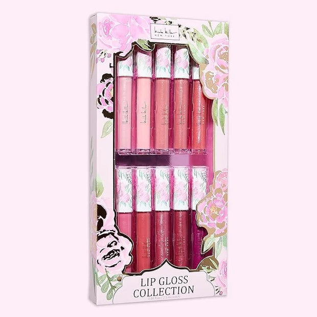 Nicole Miller Lip Gloss Collection Shimmery Glosses for Women and Girls Long Lasting Color Set with Rich Varied Colors, Fl...