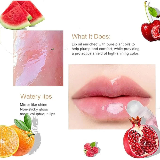 6PCS Roll On Lip Gloss Set, Fruity Flavors Moisturizing Lip Oil,Kids Lip care,Transparent Plumping Lip Gloss,Kid Friendly,...