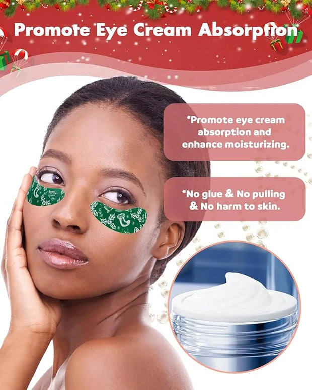 2 Pairs Reusable Under Eye Wrinkle Patches Silicone Mask, Plump Fine Lines & Wrinkles, with Metal Eye Cream Applicator, Ti...
