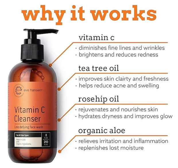 Eve Hansen Anti-Aging Eye Gel - Hyaulronic Acid - Vitamin C Face Cleanser - Product Image