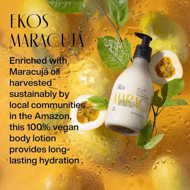 natura Ekos Maracujá Soothing Ritual Gift Set (3 Products) - Body Lotion, Shower Oil and Hand Cream - Gift Box and Make Up...