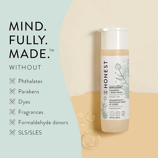 The Honest Company 2-in-1 Cleansing Shampoo + Body Wash for Sensitive Skin | Gentle for Baby | Naturally Derived, Tear-fre...