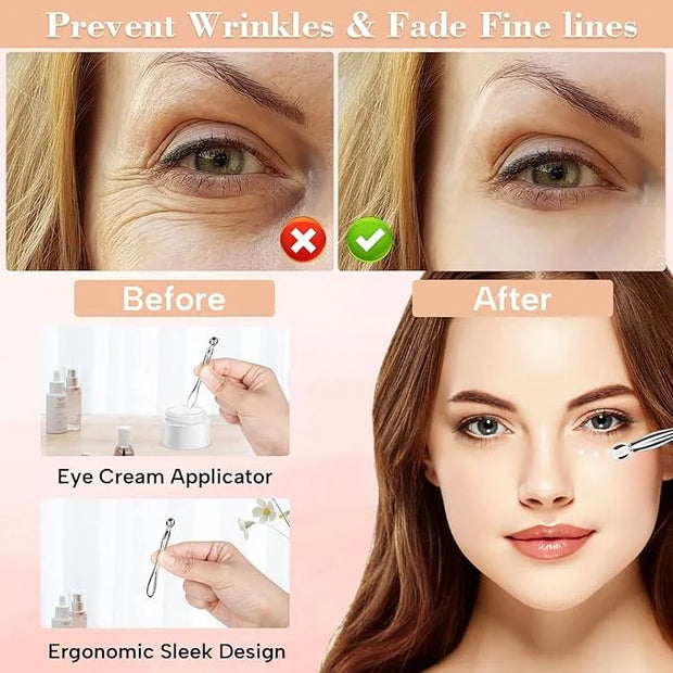 Under Eye Patches Silicone - 2 Pcs Reusable, eye Patches Plump Fine Lines & Wrinkles with Metal Eye Cream Applicator, Tin ...