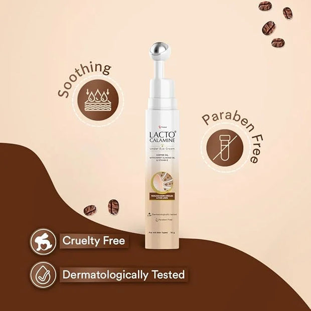 Under Eye Cream For Dark Circles for Women & Men | Fine Lines & Puffy Eyes With Cooling Massage Roller | 15g | With Coffee...