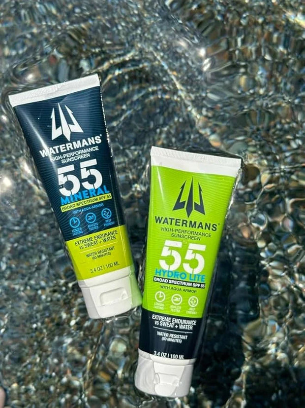 WATERMAN'S Hyrdo Lite SPF 55 Broad Spectrum Reef Safe Sunscreen for Face and Body, Fragrance-Free, Oxybenzone Free - 3.4oz