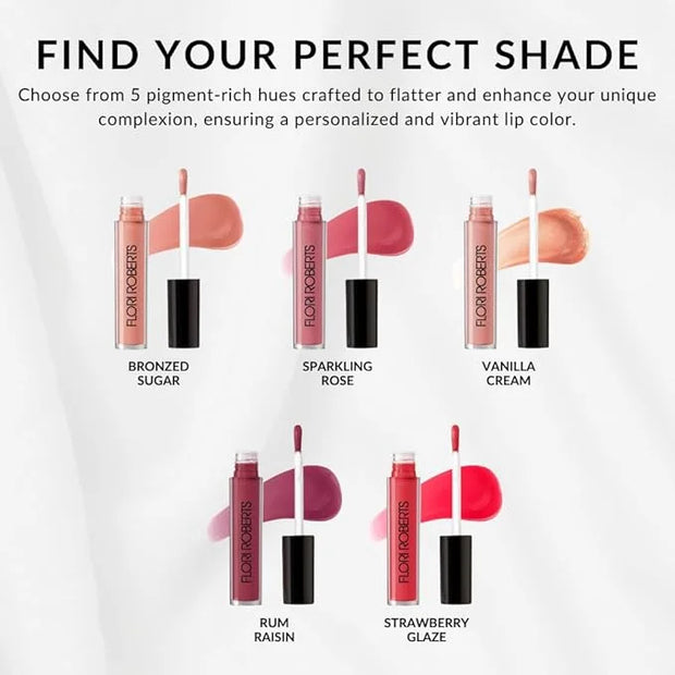 Flori Roberts Luscious Lip Lacquer, Vibrant Lip Gloss Makeup for Women of Color or Deeper Skin Tones, Non-Sticky, Long Wea...