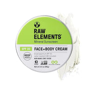 Raw Elements Face and Body Mineral Sunscreen SPF 30 Tin, Organic Sunblock Daily Protection, Non Toxic Reef Safe, Water Res...