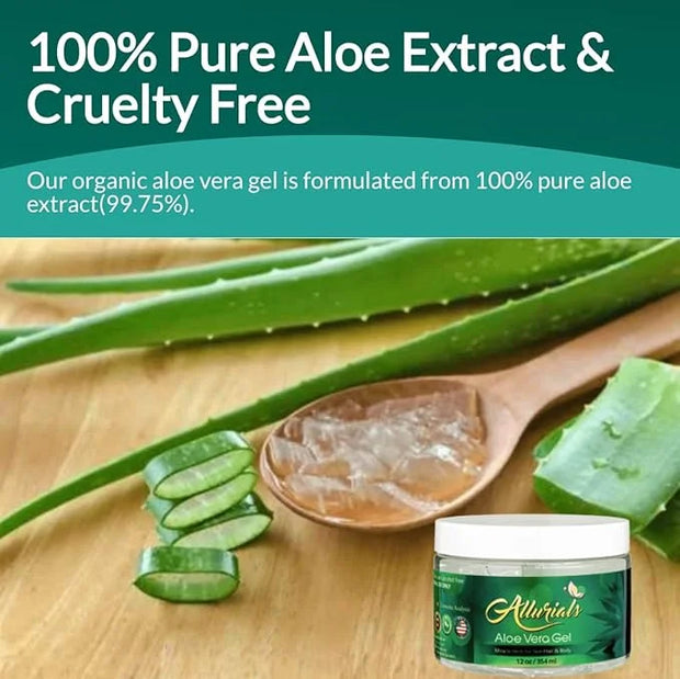 100% Pure & Organic Aloe Vera Gel, Clinically tested & Dermatologist approved, Hydrates & Heals Dry & Damaged Skin & Hair-...