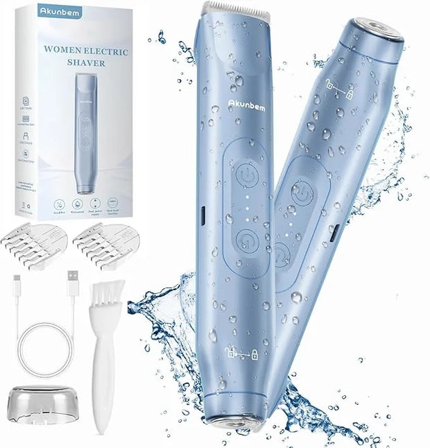 2 in 1 Women Electric Shaver Dual Head Bikini Trimmer for Women IPX7 Waterproof Wet & Dry Use Body Hair Trimmer and Facial...