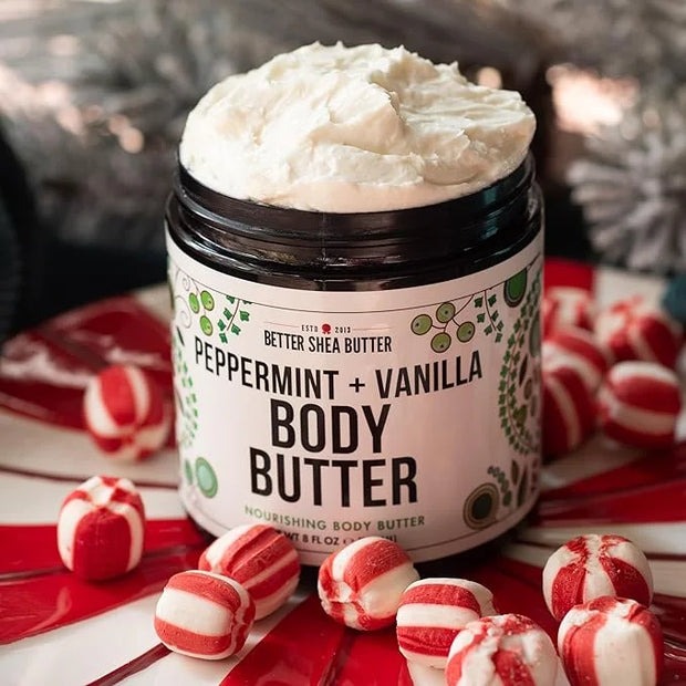 Peppermint Vanilla Body Butter - Natural Lotion for Women with Shea Butter & Jojoba Oil - Non-Greasy Whipped Body Lotion f...