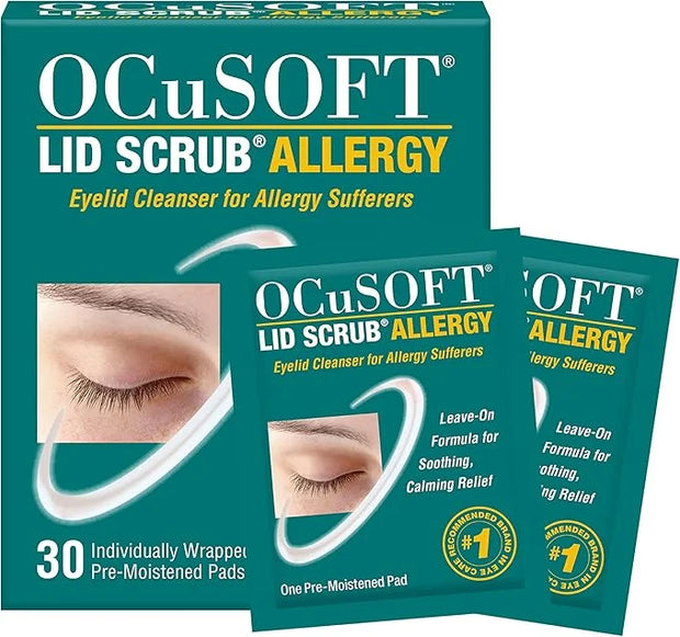 OCuSOFT Lid Scrub Allergy & Dry Eye Mask Bundle - Soothes Red, Irritated Eyelids - Pre-Moistened Eyelid Cleanser Pads & Re...