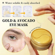 Avocado Golden Under Eye Mask Skincare 60 Pairs Set, Moisturizing Non-greasy Under Eye Patches for Women and Men, Travel S...