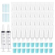 AMORIX 50PCS 10ml Lip Gloss Tubes Clear Empty Lip Balm Containers with Blue Cap Refillable Soft Cosmetic Squeeze Tubes for...