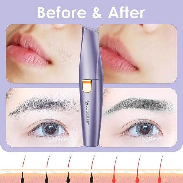 Eyebrow Facial Trimmer: 2 in1 Rechargeable Facial Hair Removal and Eyebrow Shaver - Face Lips Body Painless Facial Razor w...