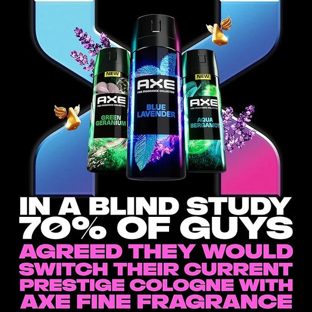 AXE Fine Fragrance Collection Premium Deodorant Body Spray for Men Blue Lavender 3 Count with 72H Odor Protection and Fres...
