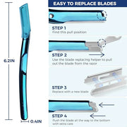 ZOMCHI Eyebrow Razor, Face Razors for Women&Men, Eyebrow Trimmer with Protective Silicone Cap, Dermaplane Razor-Easy&Safe ...