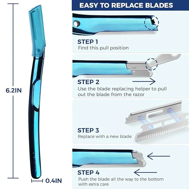 ZOMCHI Eyebrow Razor, Face Razors for Women&Men, Eyebrow Trimmer with Protective Silicone Cap, Dermaplane Razor-Easy&Safe ...