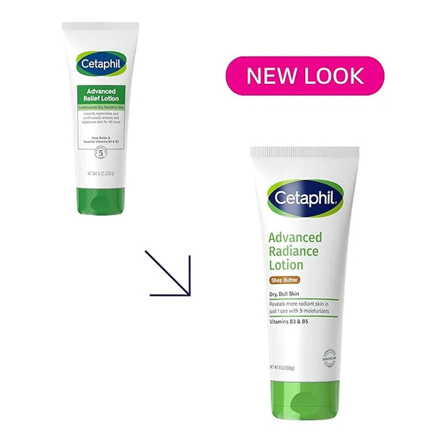 Cetaphil Body Lotion, Advanced Radiance Lotion with Shea Butter for Dry, Sensitive Skin, 8 oz Pack of 3, Fragrance Free, H...