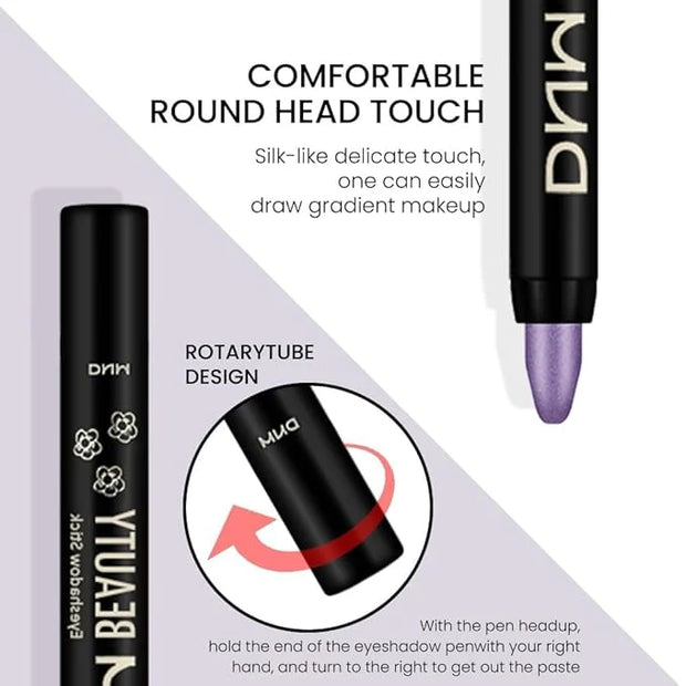 evpct 2Pcs Cream Eyeshadow Sticks Set for Eyes Violet & Royal Blue Shimmer Eye Crayon Shadow Brightener Stick Pencil Pen B...