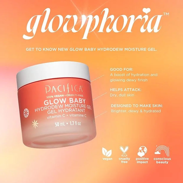 Pacifica Glow Baby Hydrodew Gel Moisturizer – Vitamin C & Niacinamide Dewy Face Gel for Glowing Skin, Lightweight Oil-Free...