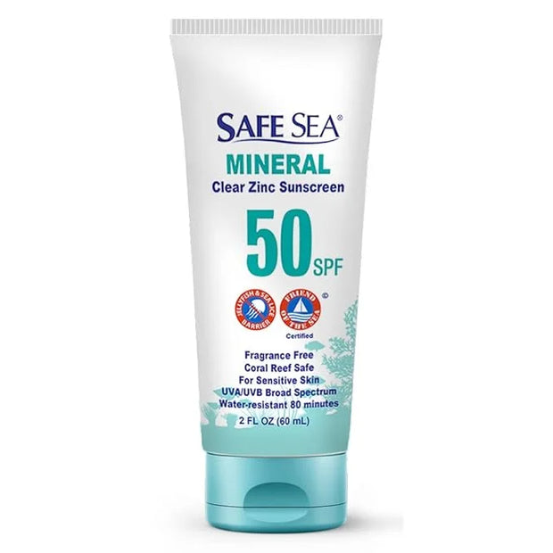 Safe Sea Zinc Oxide Sunscreen SPF50 | Clear Mineral Face Sunscreen Without White Cast | Anti-Jellyfish Sting Protective Lo...