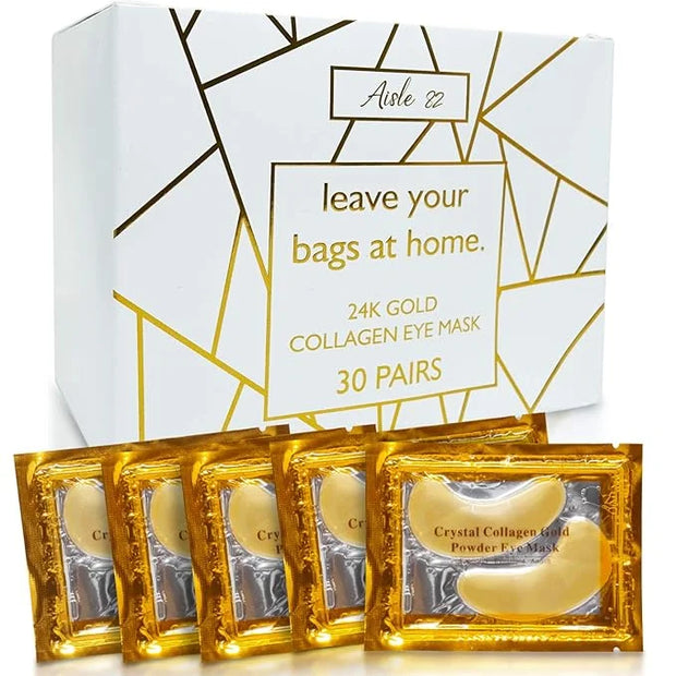 30 Pairs 24K Gold Under Eye Patches for Women – Collagen Gold Masks for Dark Circles and Puffiness - Under Eye Bags Treatm...