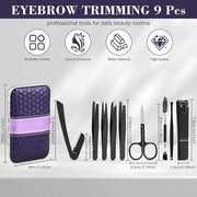9PCS Tweezers Set for Facial Hair, Precision Tweezer for Eyebrows with Curved Scissor and Eyebrow Razor for Ingrown Hair a...