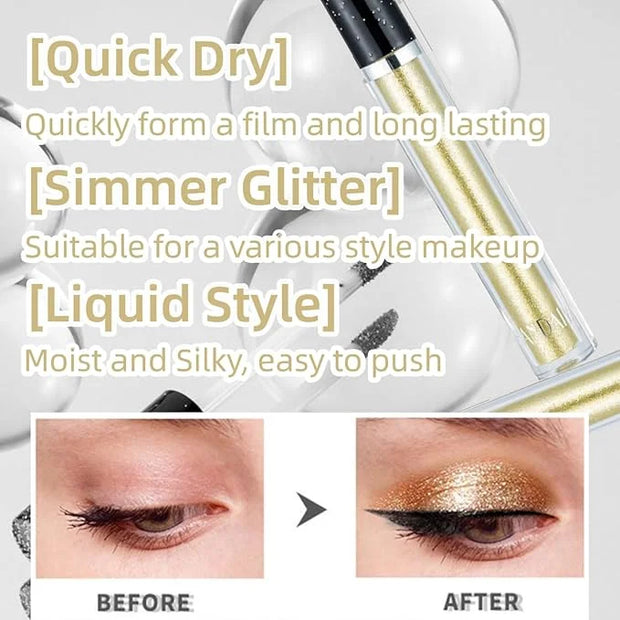Liquid Glitter Eyeshadow Shining Eye Shadow Makeup Shimmer Long Lasting Quick-Drying (Gold) - Product Image