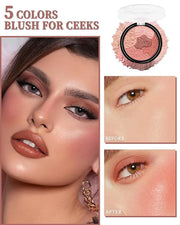 Flower Blush for Cheeks, Matte Shimmer Face Blush Powder,Contour Multiuse Facial Make up Palette,Longlasting Waterproof Em...