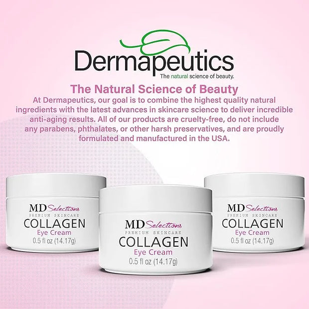 Collagen Eye Cream with Hyaluronic Acid, Under Eye Cream for Puffiness, Under Eye Bags, Hydrating Under Eye Cream, Eye Ski...